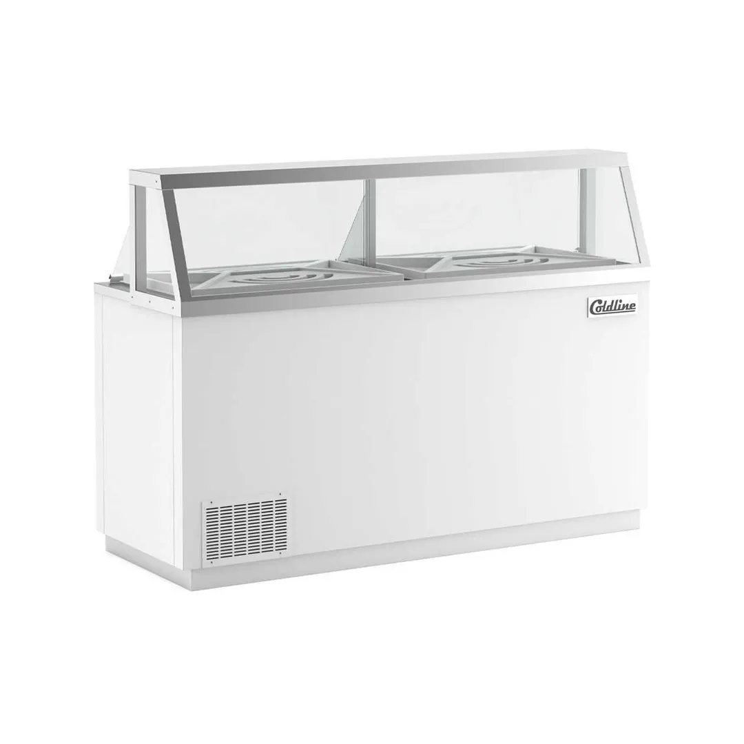 Coldline DIP-66 68" Ice Cream Dipping Cabinet w/ Curved Sneeze Guard