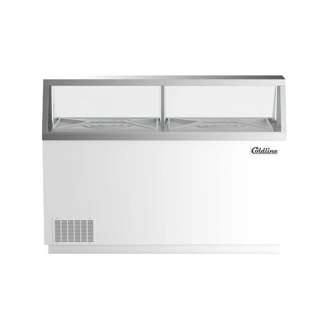 Coldline DIP-66 68" Ice Cream Dipping Cabinet w/ Curved Sneeze Guard