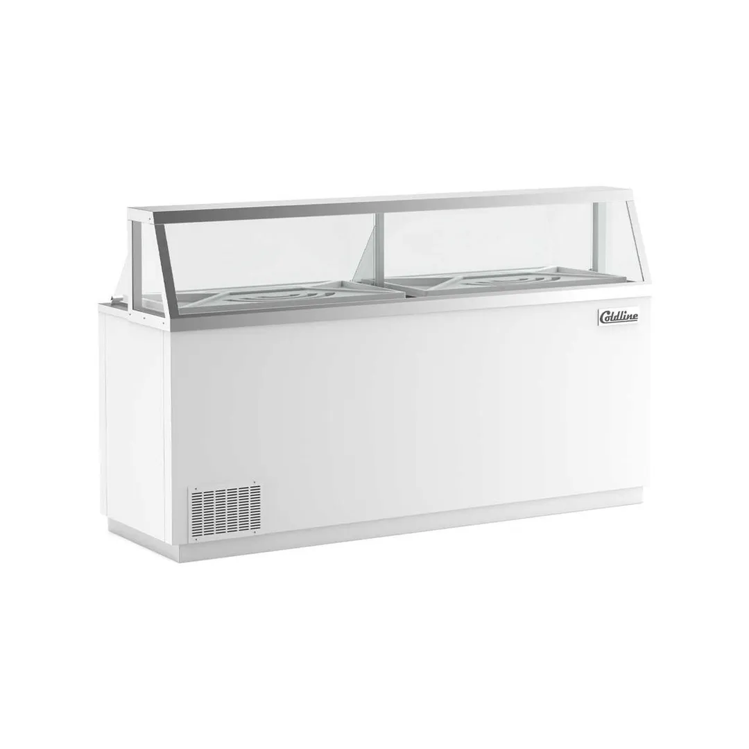 Coldline DIP-88 89" Ice Cream Dipping Cabinet w/ Curved Sneeze Guard