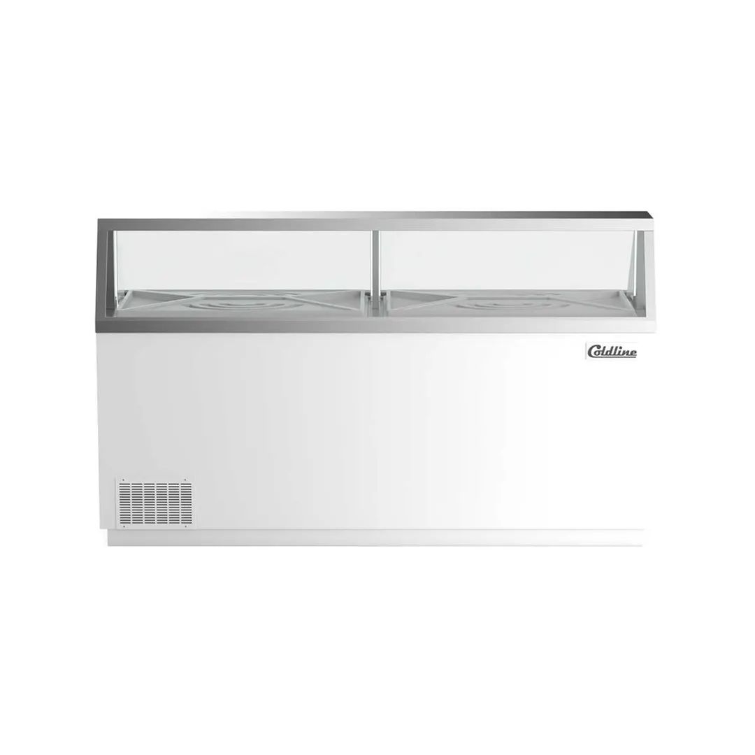 Coldline DIP-88 89" Ice Cream Dipping Cabinet w/ Curved Sneeze Guard