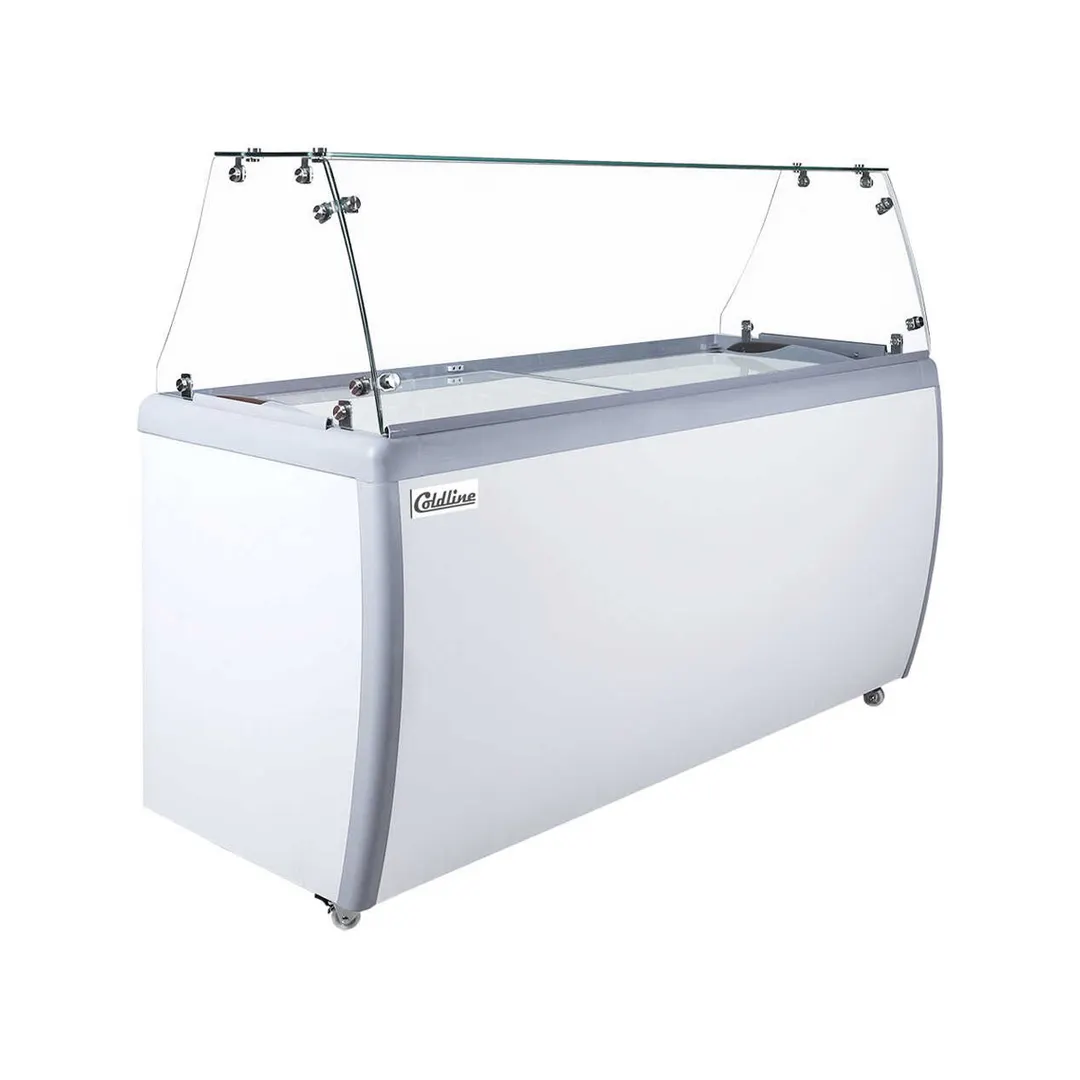 Coldline DP-560-FSG 71" Ice Cream Dipping Cabinet w/ Curved Sneeze Guard