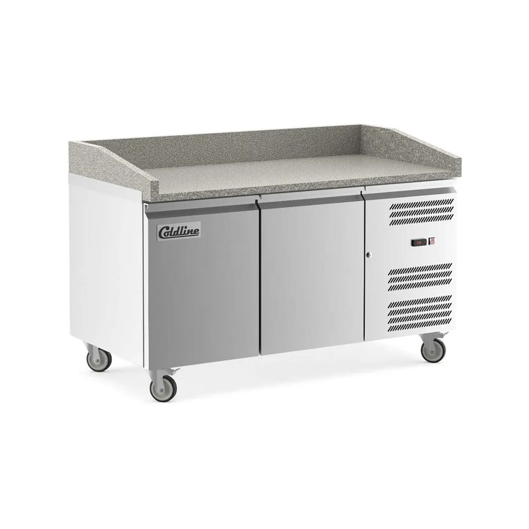 Coldline PDR-60 60" 2-Door Refrigerated Pizza Prep Table, 15.1 cu. ft.