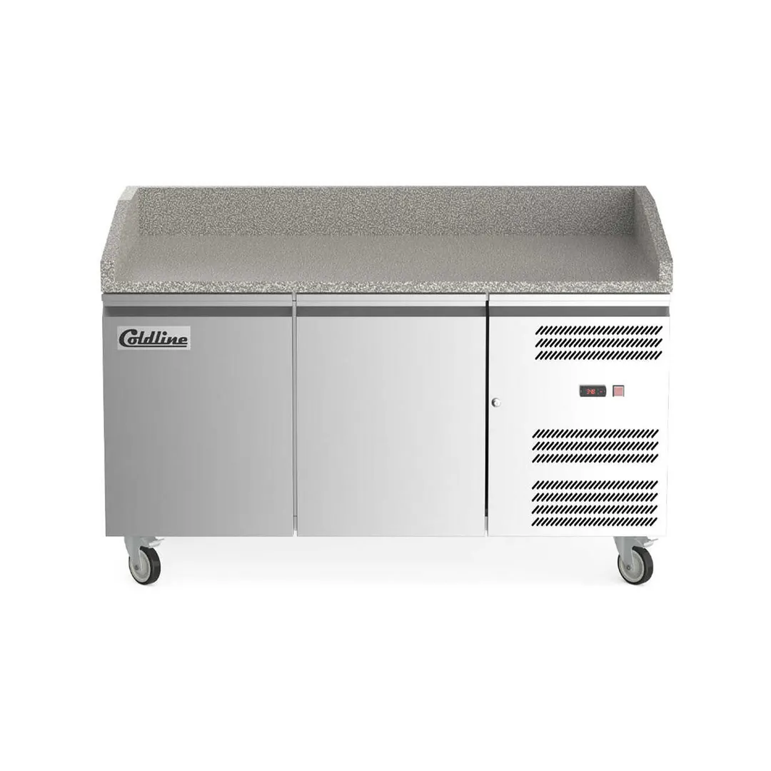 Coldline PDR-60 60" 2-Door Refrigerated Pizza Prep Table, 15.1 cu. ft.