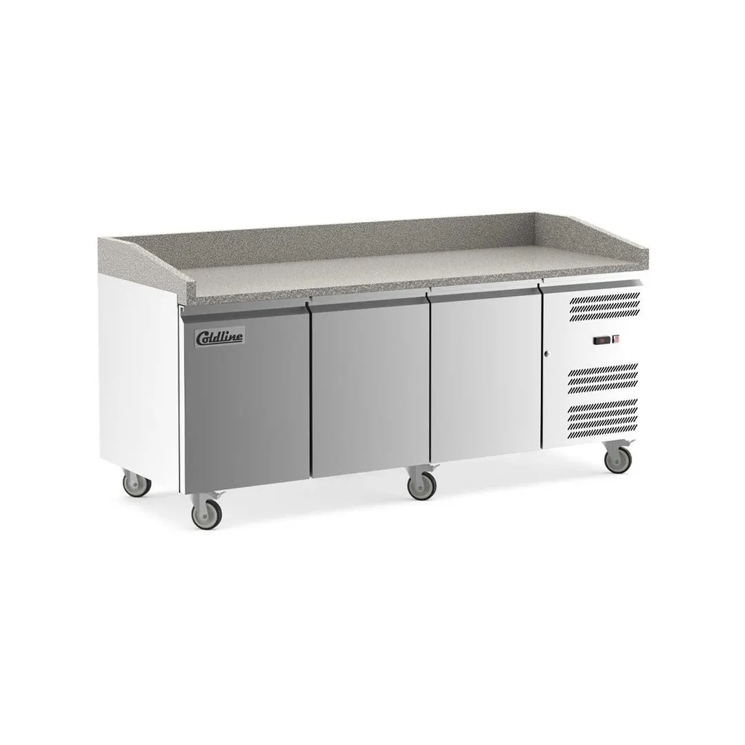 Coldline PDR-80 79" Refrigerated Pizza Prep Table, 3 Doors, Marble Top, 20.2 cu. ft.