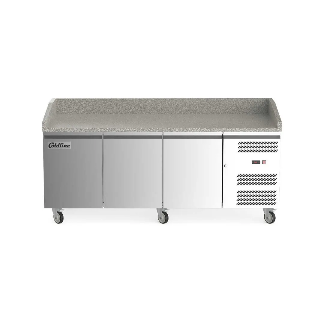 Coldline PDR-80 79" Refrigerated Pizza Prep Table, 3 Doors, Marble Top, 20.2 cu. ft.