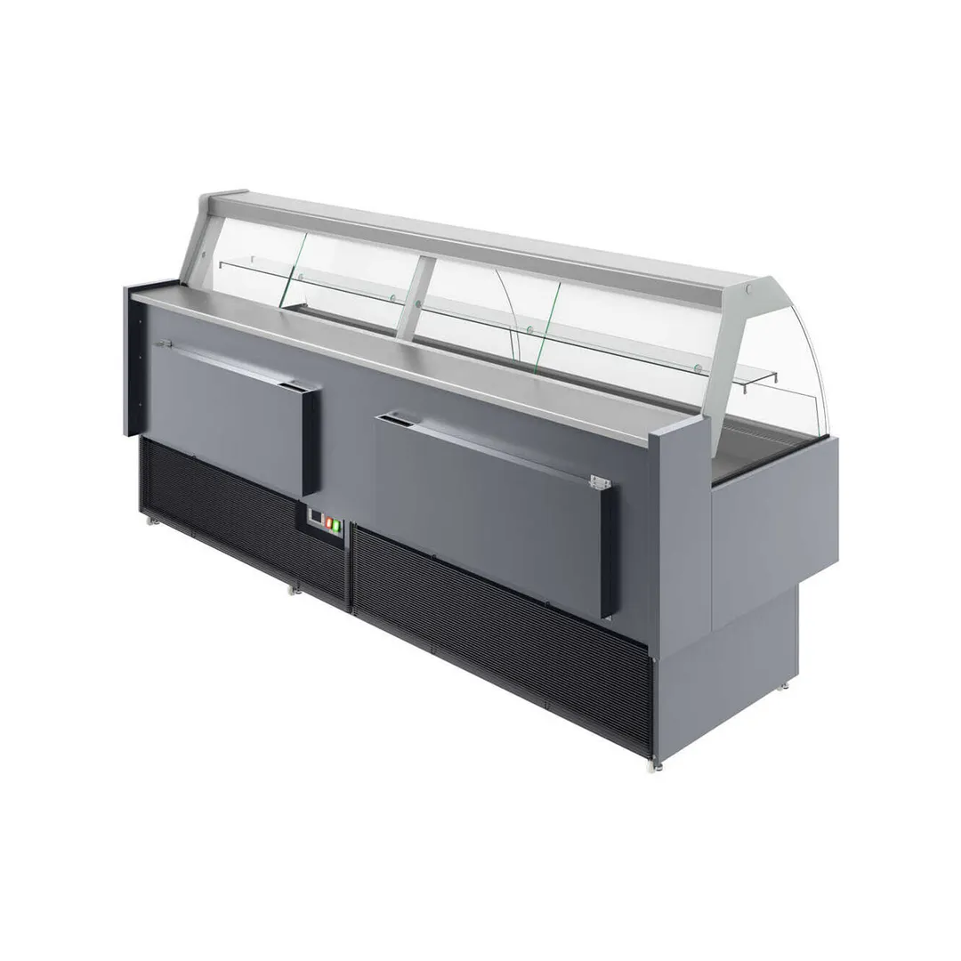 Coldline SDC98 99" Double Duty Curved Refrigerated Meat Display Case