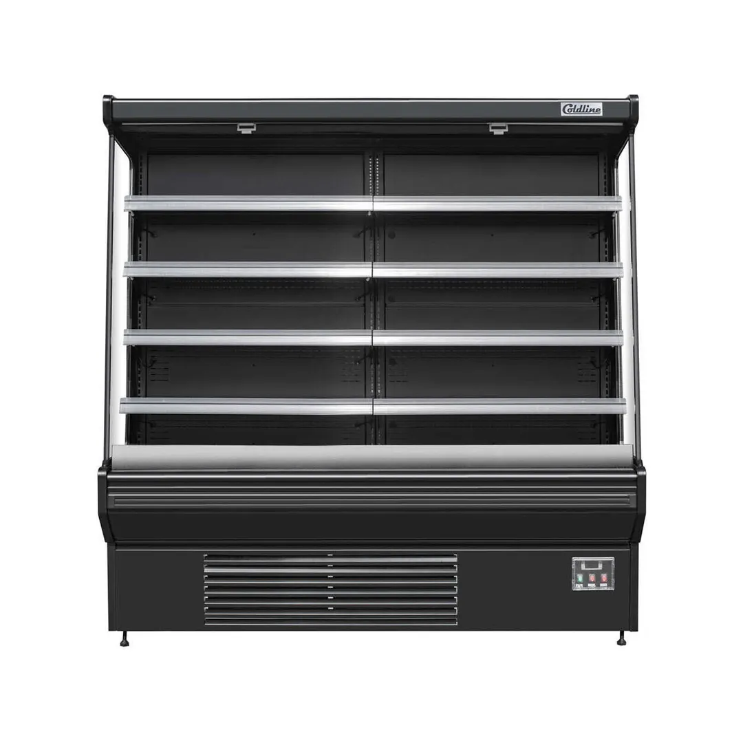 Coldline SOC-76-220-B 76" Open Air Refrigerated Merchandiser in Black, 4 Shelves, 27.1 cu. ft.