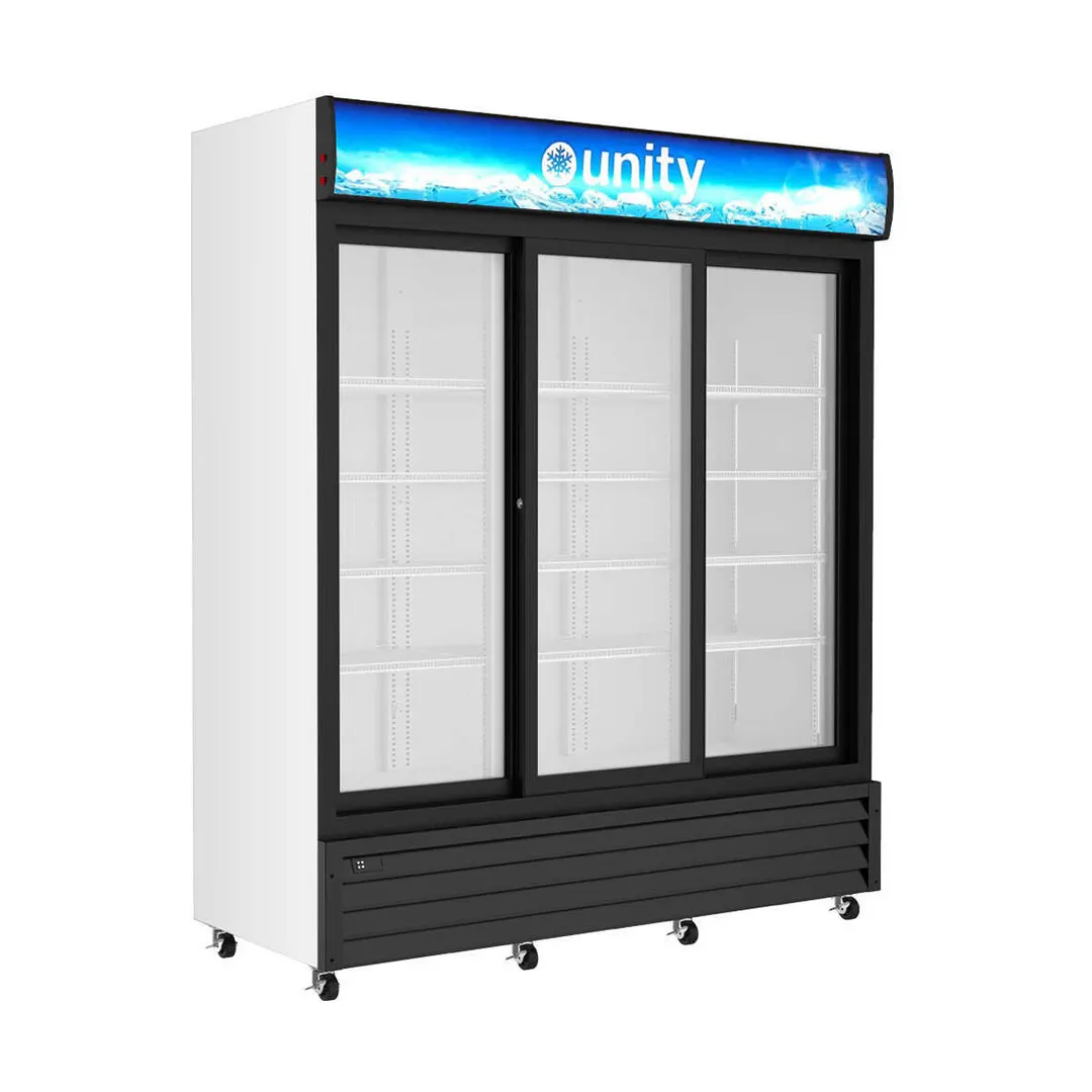 Unity U-GM3-S 68" Merchandiser Refrigerator, 50 cu ft, White, R290, Digital Temp, 8 Casters
