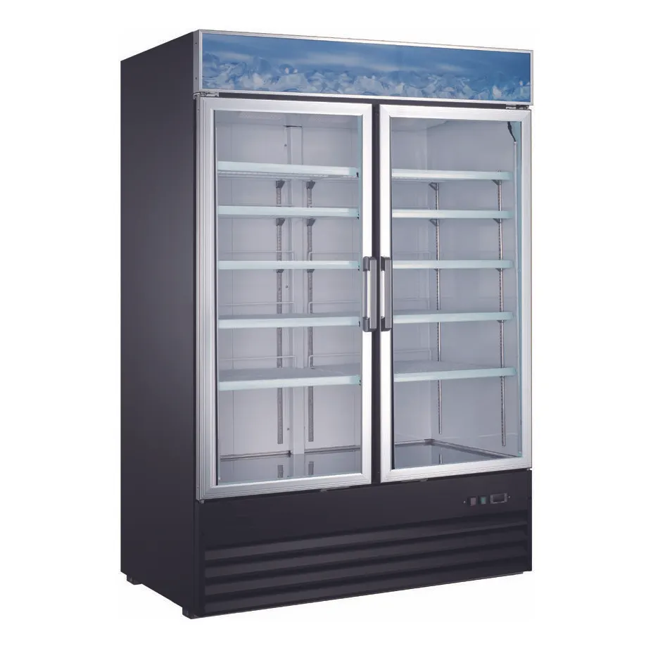 U-STAR USRFS-2D/54 53" 2-Section Merchandiser Refrigerator w/ Glass Door, 45 cu. ft.