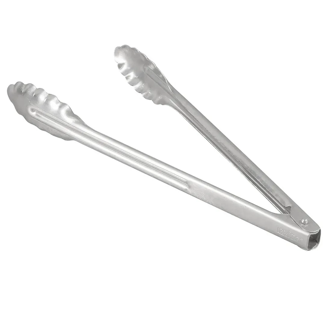 Winco UT-12 12" Stainless Steel Heavy Weight Utility Tongs