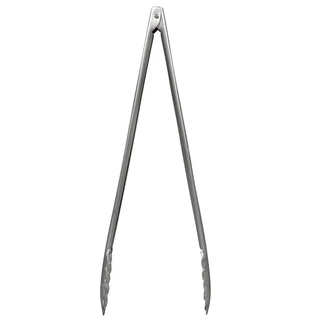 Winco UT-16 Stainless Steel Utility Tongs with Scalloped Edge