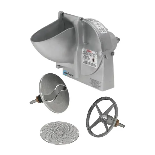 Univex VS9 9" Vegetable Slicer Attachment, Adjustable S‑Knife, Anodized Aluminum, Hinged Feed Chute, Latch