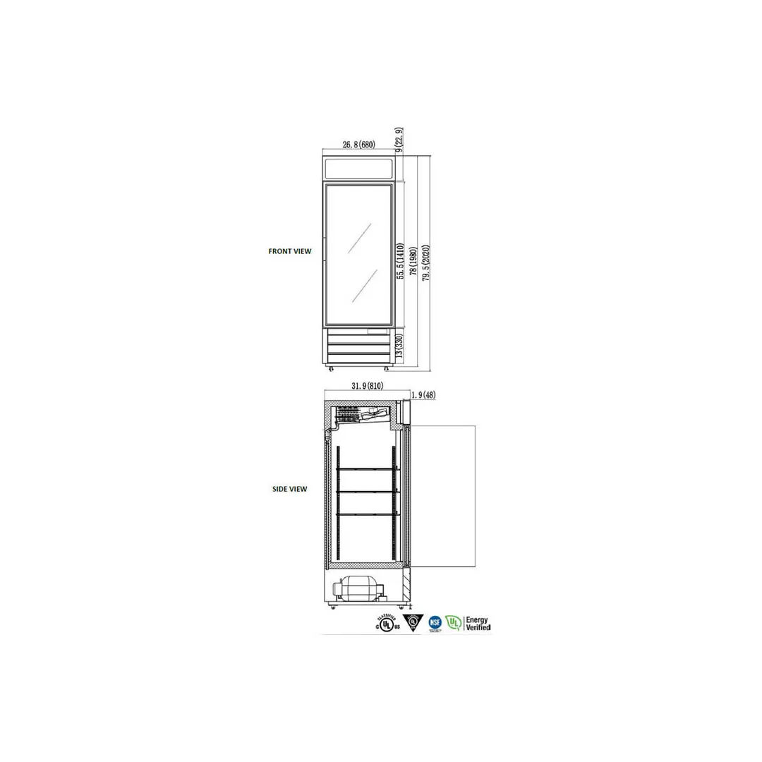 Valpro VP1F-23HC 26" 1 Glass Door Freezer Merchandiser in White, 23 cu. ft., 1/2 hp