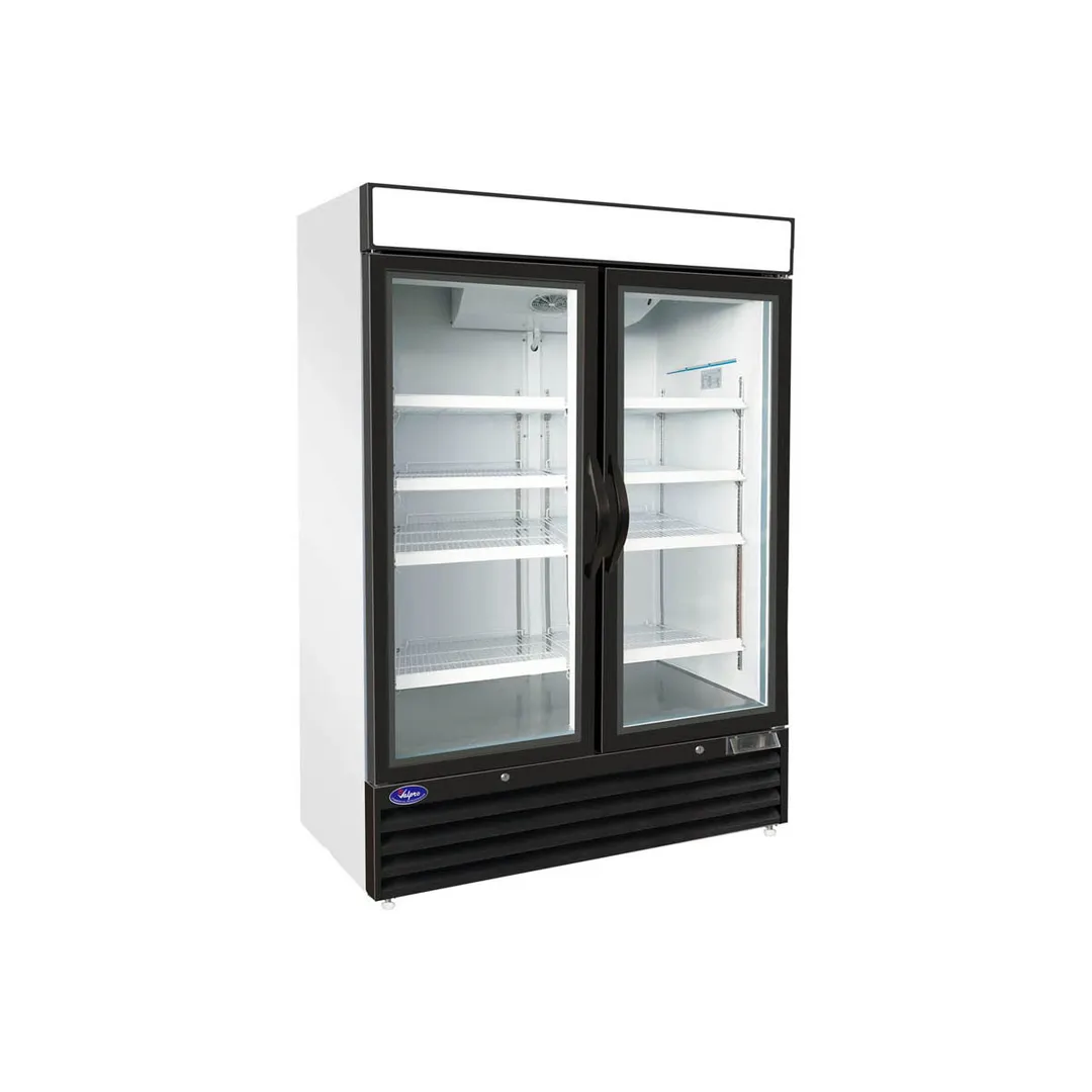 Valpro VP2F-48 54" 2 Glass Door Freezer Merchandiser, White or Black, 48 cu. ft.