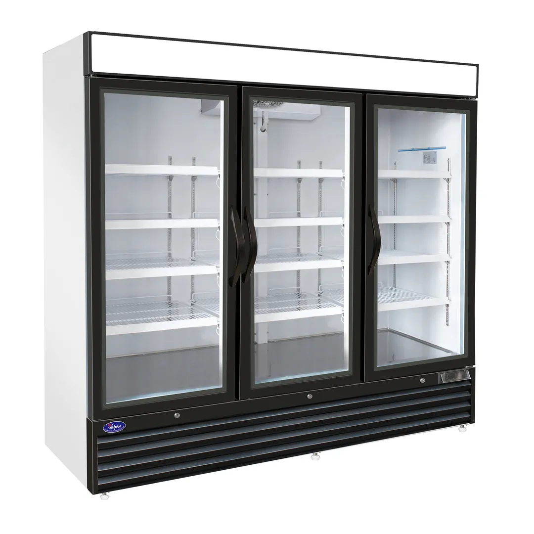 Valpro VP3R-72HC 81" 3-Section Merchandiser Refrigerator w/ Swing Glass Door, 72 cu. ft.