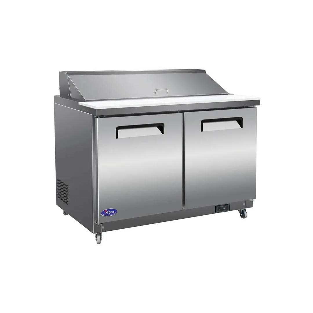 Valpro VP48SM-HC 48" 2-Door Mega Top Sandwich and Salad Prep Table, 18 Pans, Stainless Steel