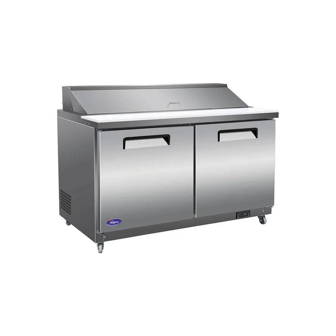 Valpro VP60S-HC 61" 2-Door Sandwich and Salad Prep Table, 16 Pans, Stainless Steel