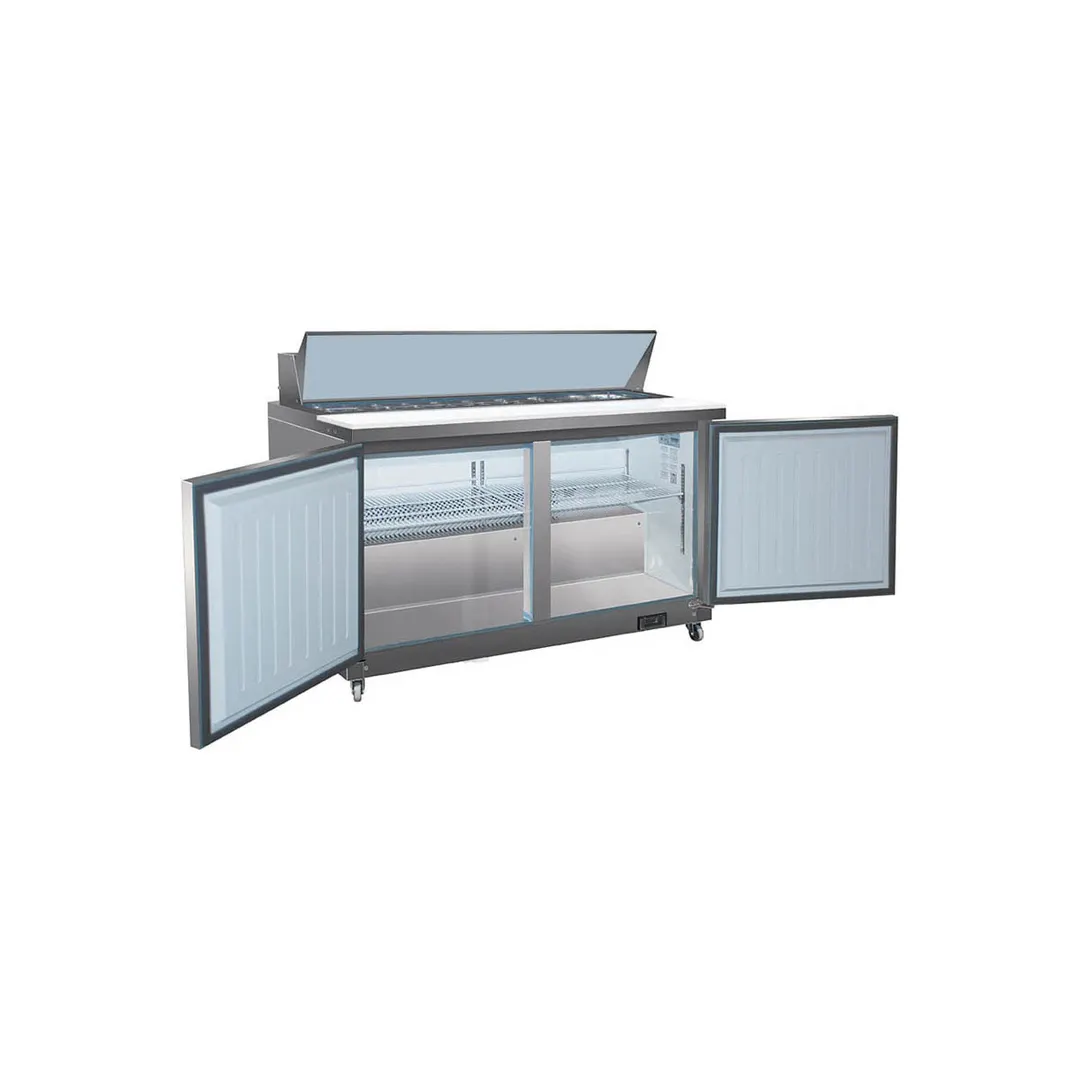 Valpro VP60S-HC 61" 2-Door Sandwich and Salad Prep Table, 16 Pans, Stainless Steel
