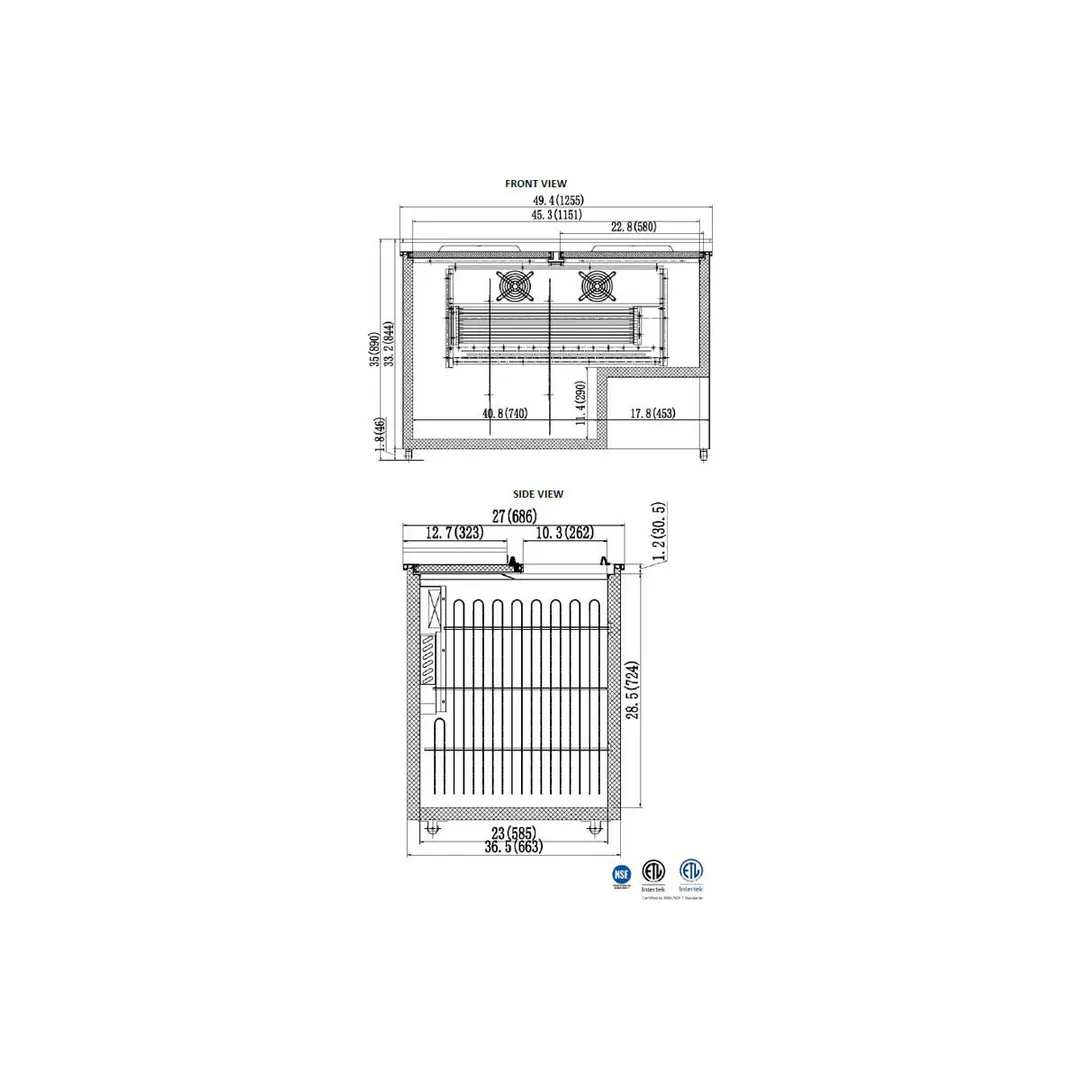Valpro VPB50 49" Two Section Bottle Cooler, 2 Solid Doors, 14 Cu Ft