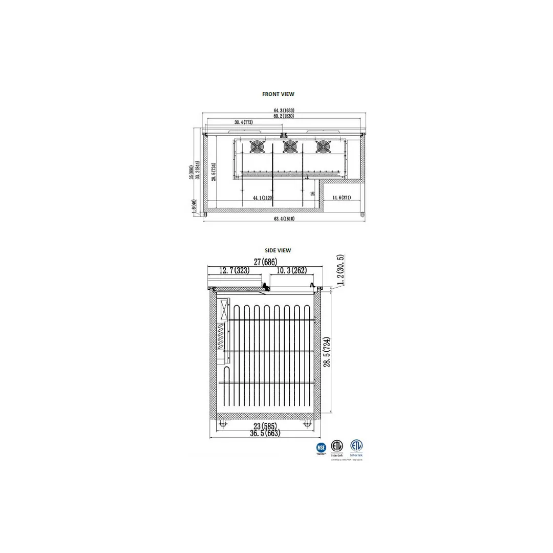 Valpro VPB65 64" Two Section Bottle Cooler w/2 Glide Lids, 3 Wire Dividers, 22 Cases of 12-oz. Bottles