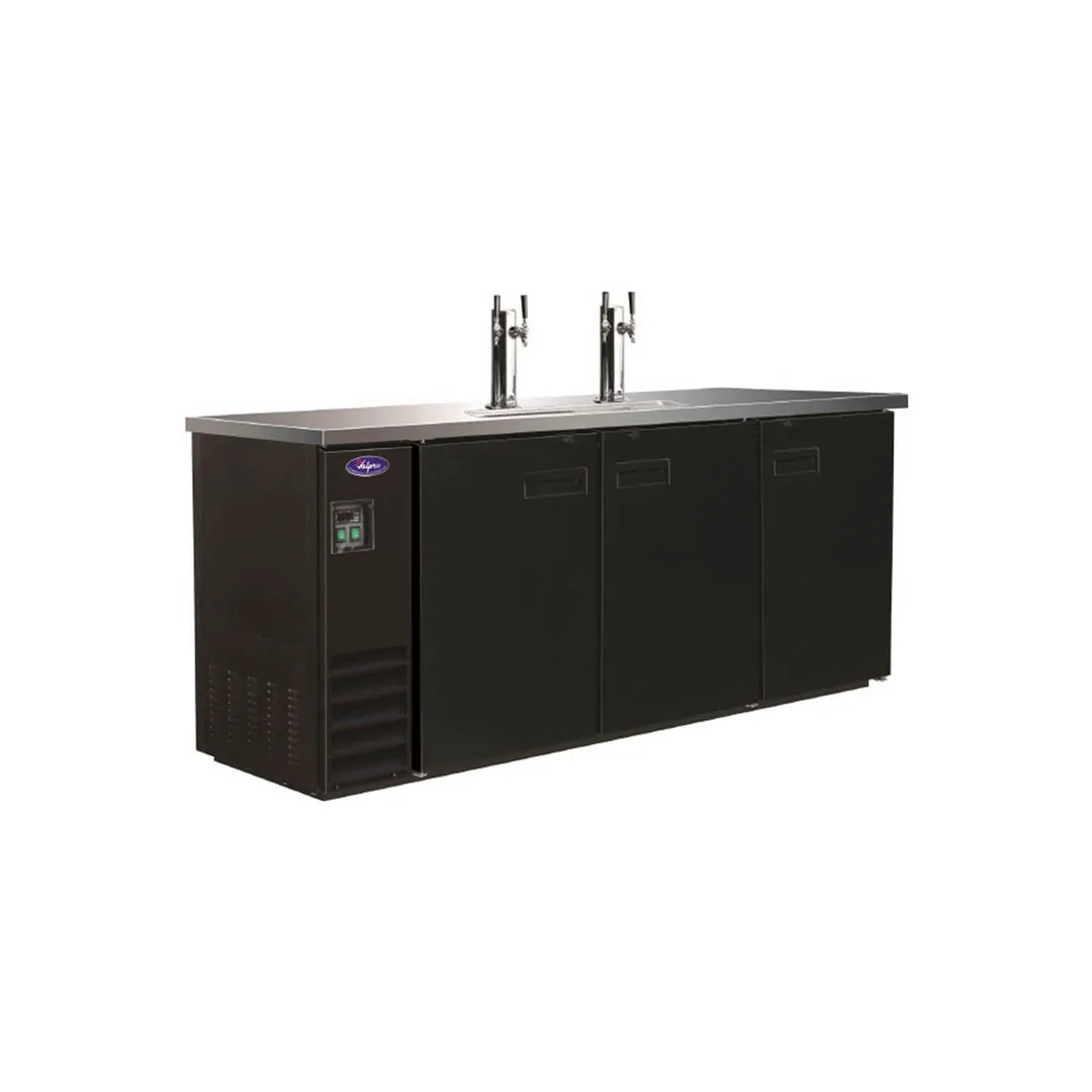 Valpro VPBD4-2 73" Draft Beer Cooler w/ 3 Kegs, 17.26 cu. ft., 2 Dual-Tap Towers, Black