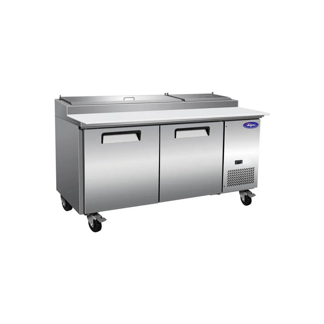 Valpro VPP71-HC 70" 2-Section Refrigerated Pizza Prep Table w/ 2 Doors, 9 Pans, 22 cu. ft.