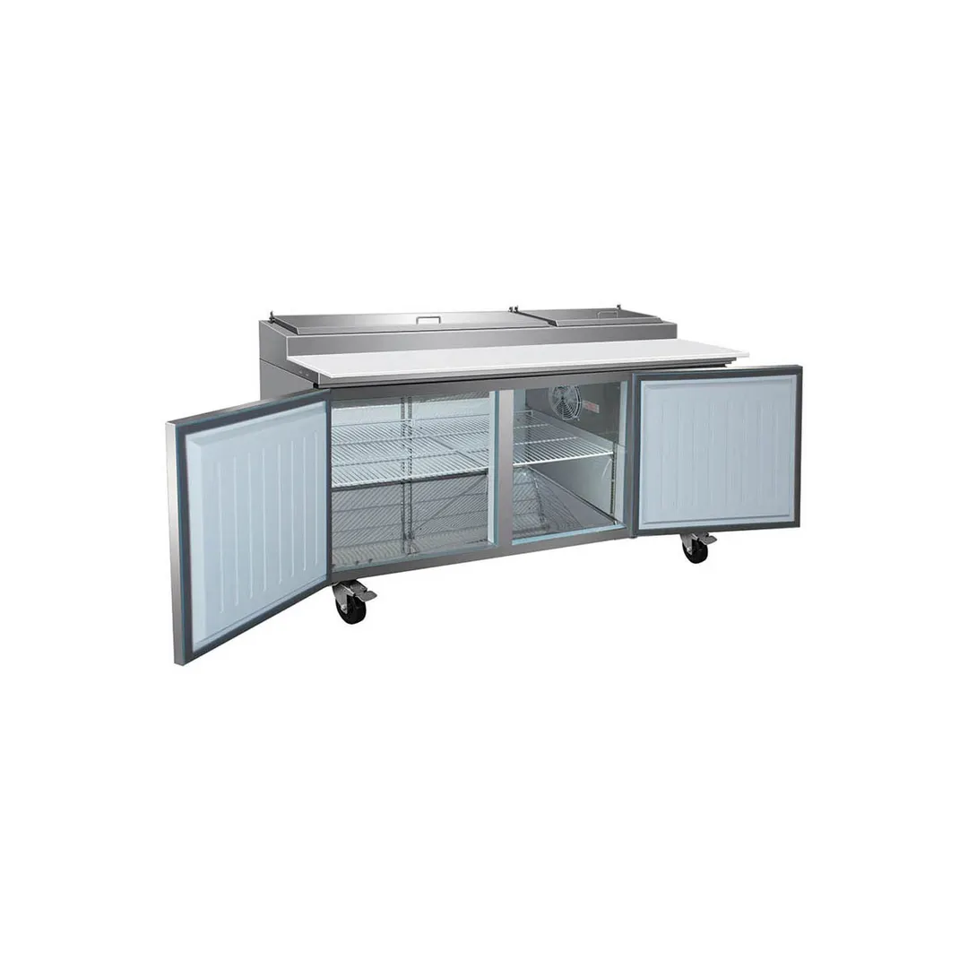 Valpro VPP71-HC 70" 2-Section Refrigerated Pizza Prep Table w/ 2 Doors, 9 Pans, 22 cu. ft.