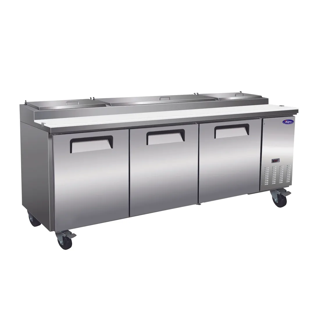 Valpro VPP94-HC 94" 3-Section Refrigerated Pizza Prep Table w/ 3 Doors, 12 Pans, 32 cu. ft.