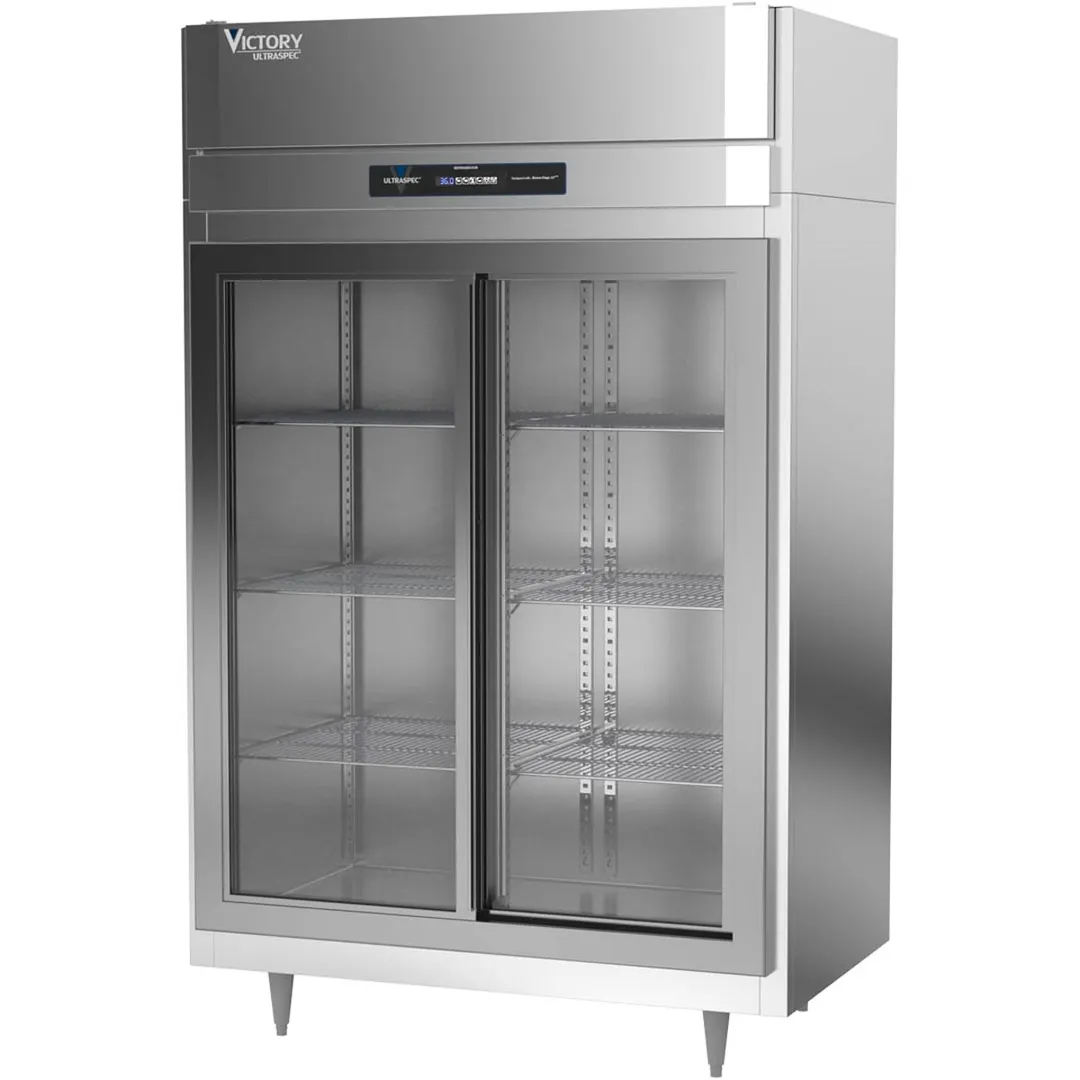 Victory DRSA-2D-S1-LD-HC 52" Two Section Reach-In Refrigerator w/ 2 Sliding Full Glass Doors, Aluminum Interior, 45 cu. ft.