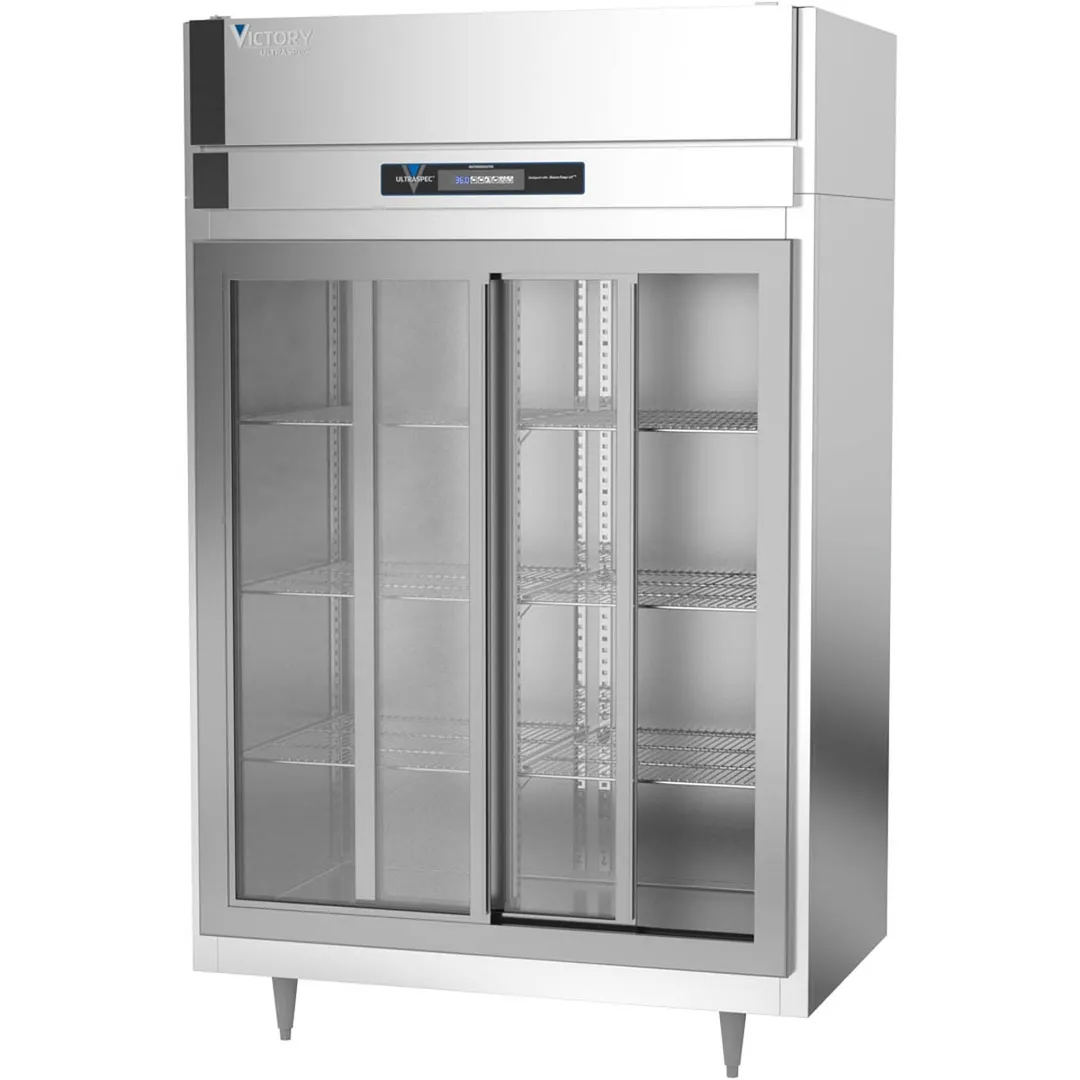 Victory DRSA-2D-S1-LD-HC 52" Two Section Reach-In Refrigerator w/ 2 Sliding Full Glass Doors, Aluminum Interior, 45 cu. ft.