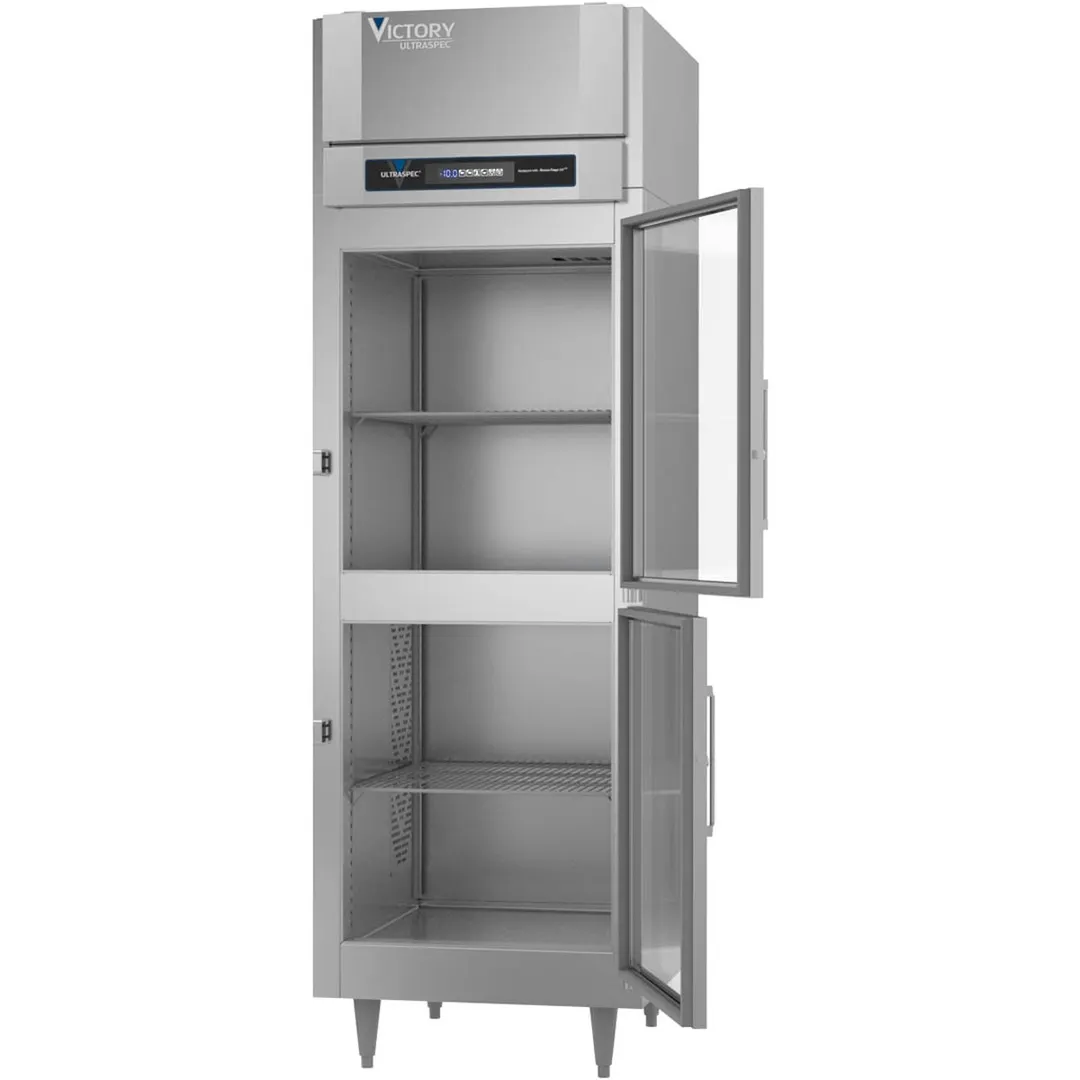 Victory FS-1N-S1-HG-HC 31.25" 2-Half Glass Door Reach-In Freezer, Top Mounted, 20 cu. ft., Stainless Steel