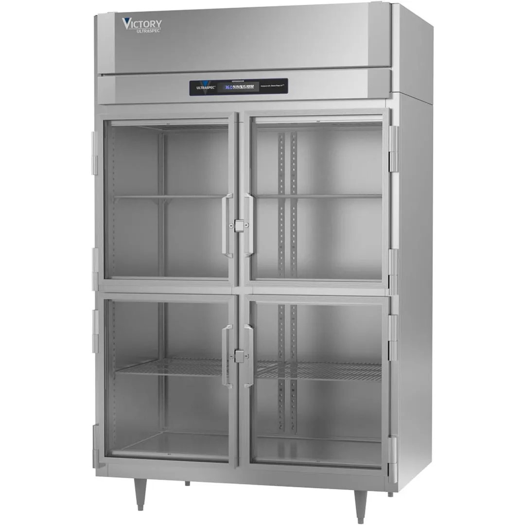 Victory FS-2N-S1-HG-HC 58" 4-Half Glass Door 2-Section Reach-In Freezer, Top Mounted, 41 cu. ft., Stainless Steel