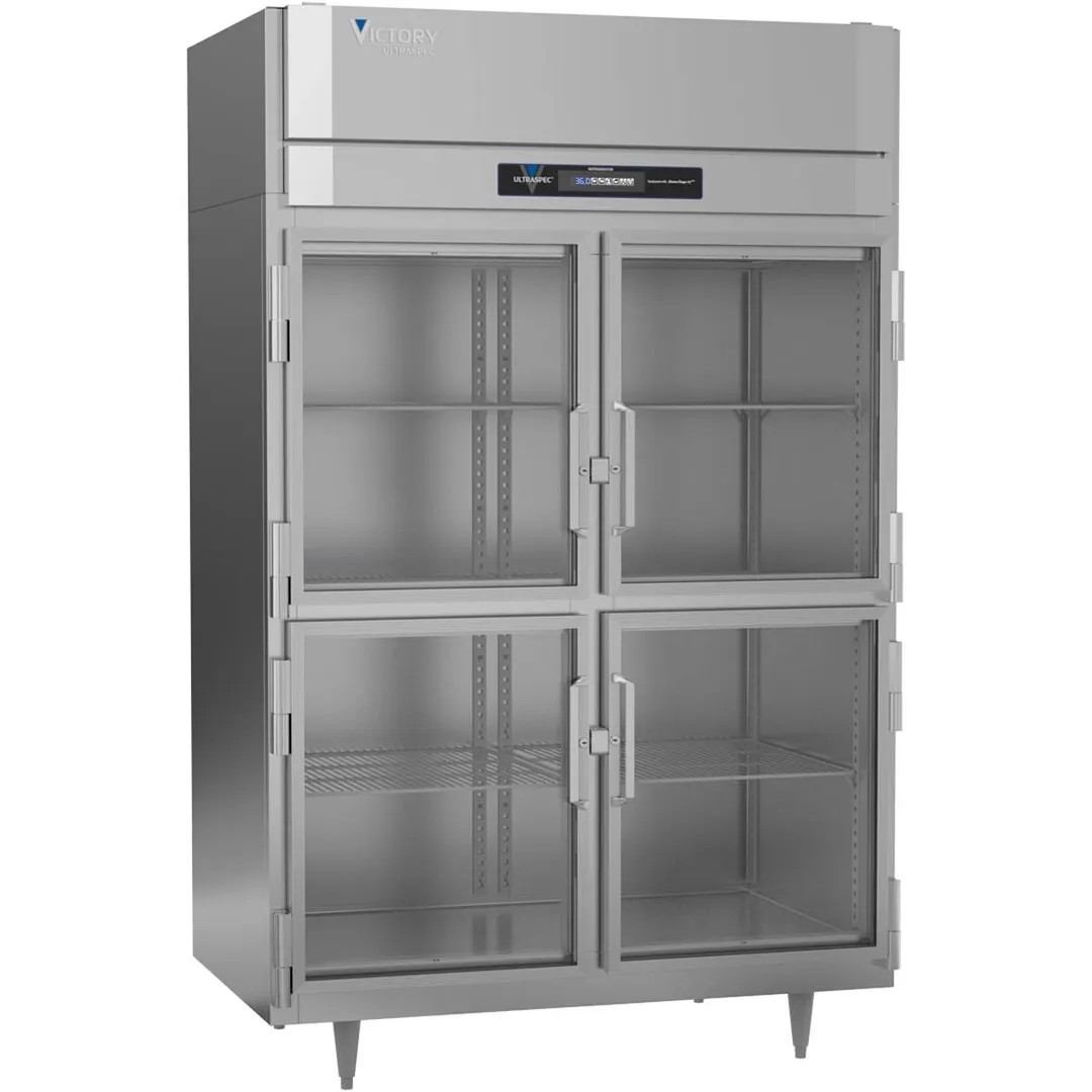 Victory FSA-2N-S1-HG-HC 58.38" 4-Half Glass Door Reach-In Freezer, Top Mounted, 41 cu. ft., Stainless Steel