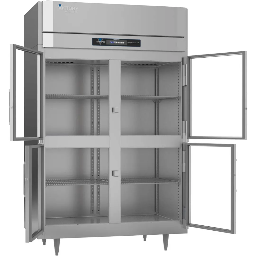Victory FSA-2N-S1-HG-HC 58.38" 4-Half Glass Door Reach-In Freezer, Top Mounted, 41 cu. ft., Stainless Steel