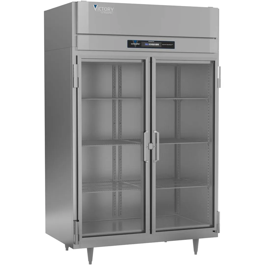 Victory RS-2N-S1-G-HC 58" 2-Section Reach-In Refrigerator w/ 2 Glass Swing Full Doors, Stainless Steel, 41.35 cu. ft.