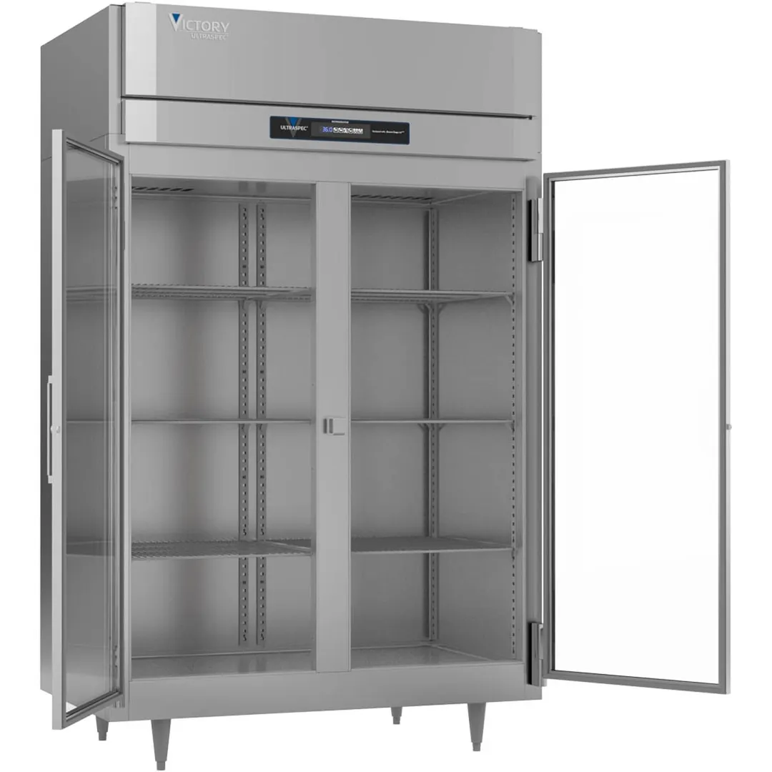Victory RS-2N-S1-G-HC 58" 2-Section Reach-In Refrigerator w/ 2 Glass Swing Full Doors, Stainless Steel, 41.35 cu. ft.