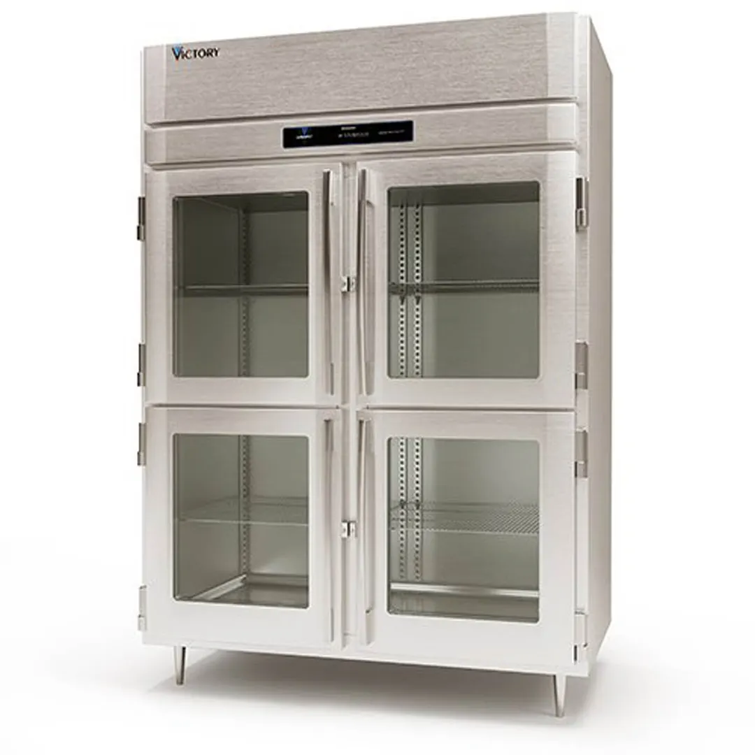 Victory RS-2N-S1-HD-GD-HC 58" 2-Section Reach-In Refrigerator w/ 4 Glass Swing Half Doors, Stainless Steel, 41.35 cu. ft.