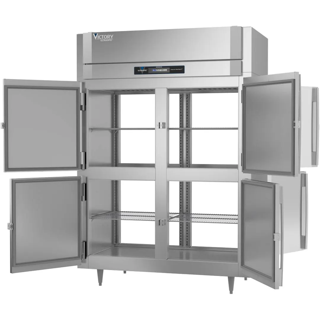 Victory RSA-2D-S1-EW-PT-HD-HC 2-Section Wide Pass-Thru Refrigerator w/ 8 Solid Swing Half Doors, Aluminum Interior, 53 cu. ft.