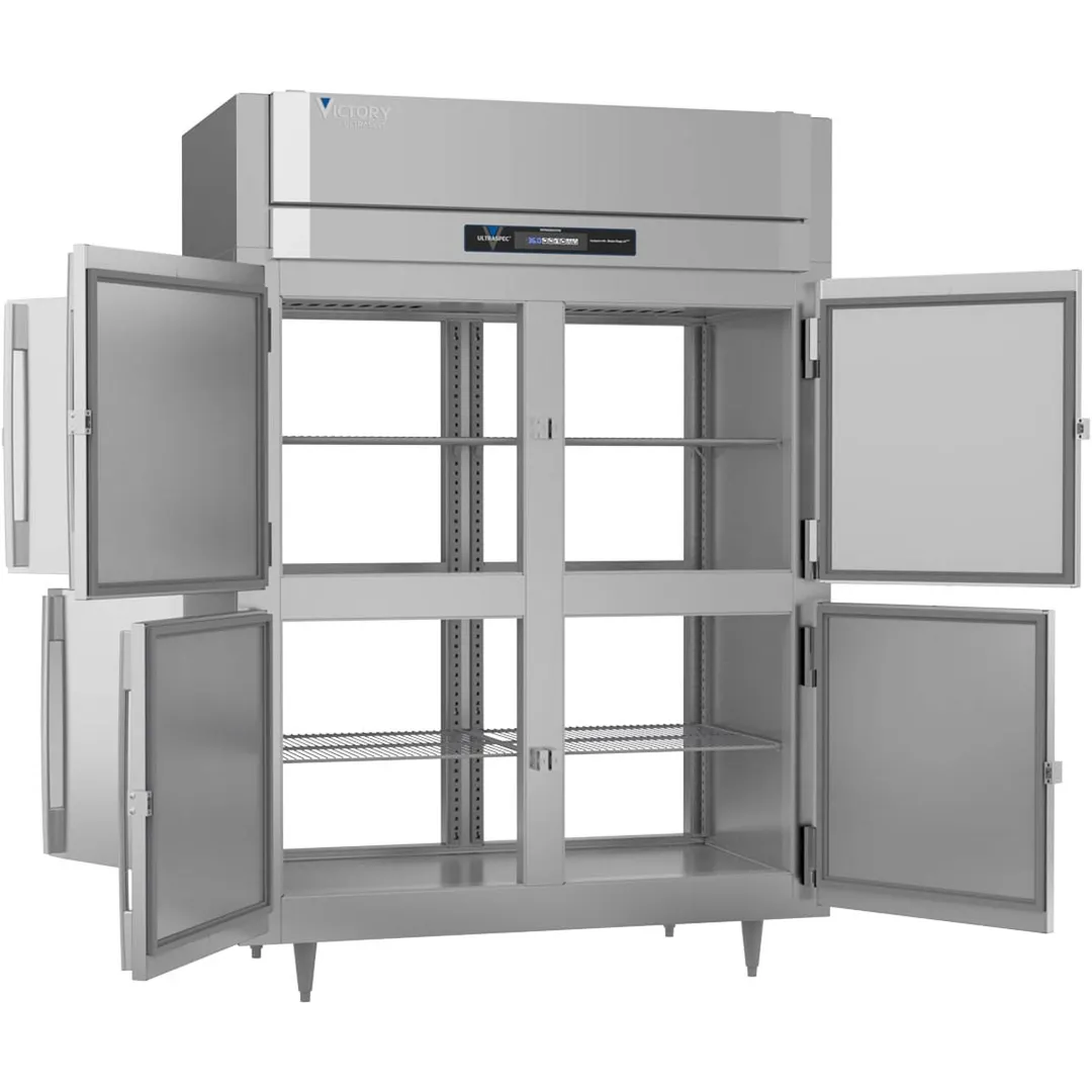 Victory RSA-2D-S1-EW-PT-HD-HC 2-Section Wide Pass-Thru Refrigerator w/ 8 Solid Swing Half Doors, Aluminum Interior, 53 cu. ft.