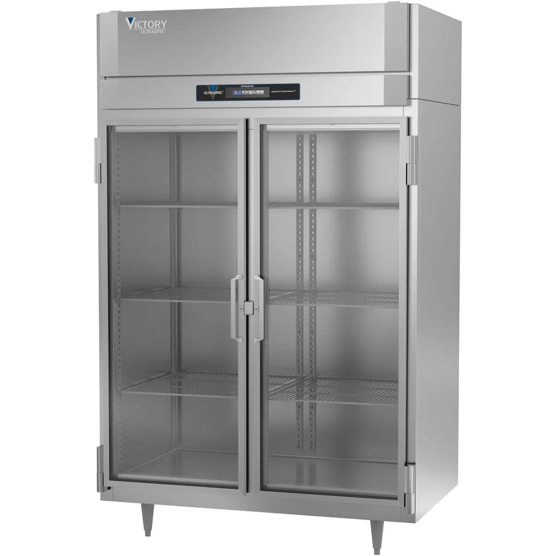 Victory RSA-2N-S1-G-HC 58" 2-Section Reach-In Refrigerator w/ 2 Glass Swing Full Doors, Aluminum Interior, 41.35 cu. ft.