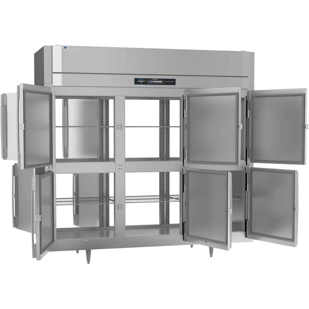 Victory RSA-3D-S1-EW-PT-HD-HC 3-Section Wide Pass-Thru Refrigerator w/ 12 Solid Swing Half Doors, Aluminum Interior, 80 cu. ft.