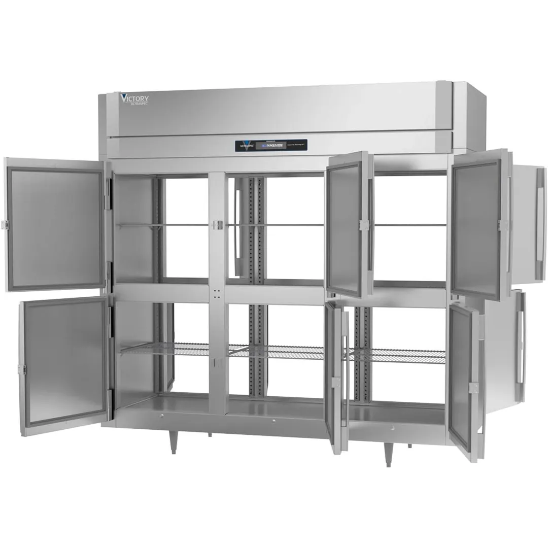 Victory RSA-3D-S1-EW-PT-HD-HC 3-Section Wide Pass-Thru Refrigerator w/ 12 Solid Swing Half Doors, Aluminum Interior, 80 cu. ft.