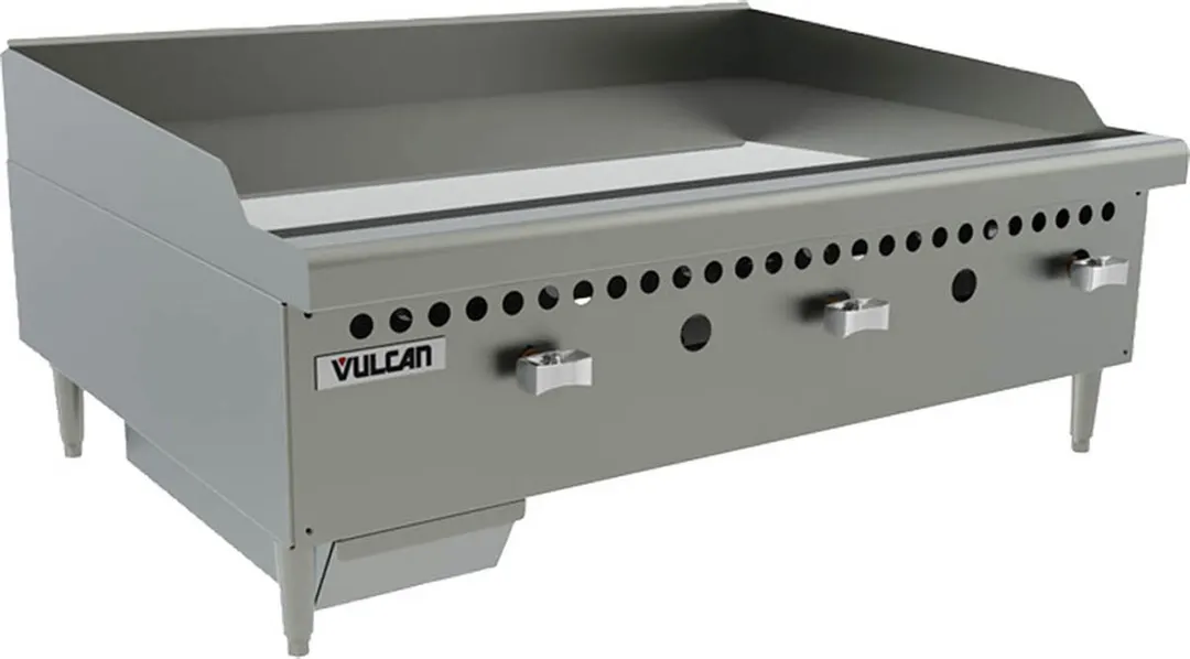 Vulcan VCRG36-M 36" Countertop Manual Gas Griddle, 1" Steel Plate, 20.5" Deep, 75.000 BTU
