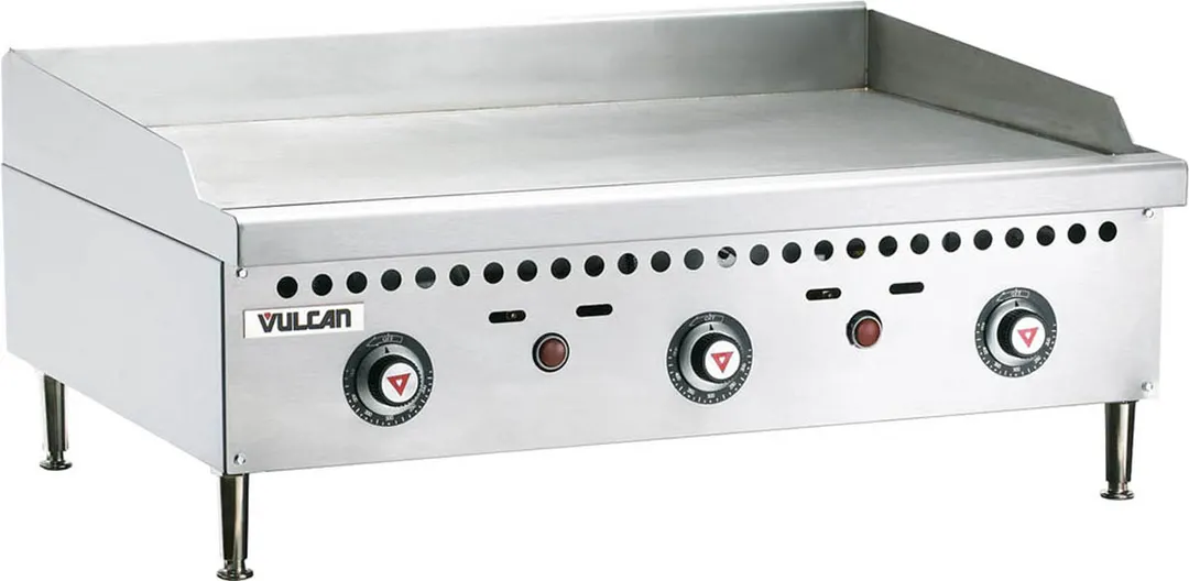 Vulcan VCRG36-T 36" Countertop Gas Griddle, Snap-Action Thermostat, 1" Steel Plate, 75.000 BTU