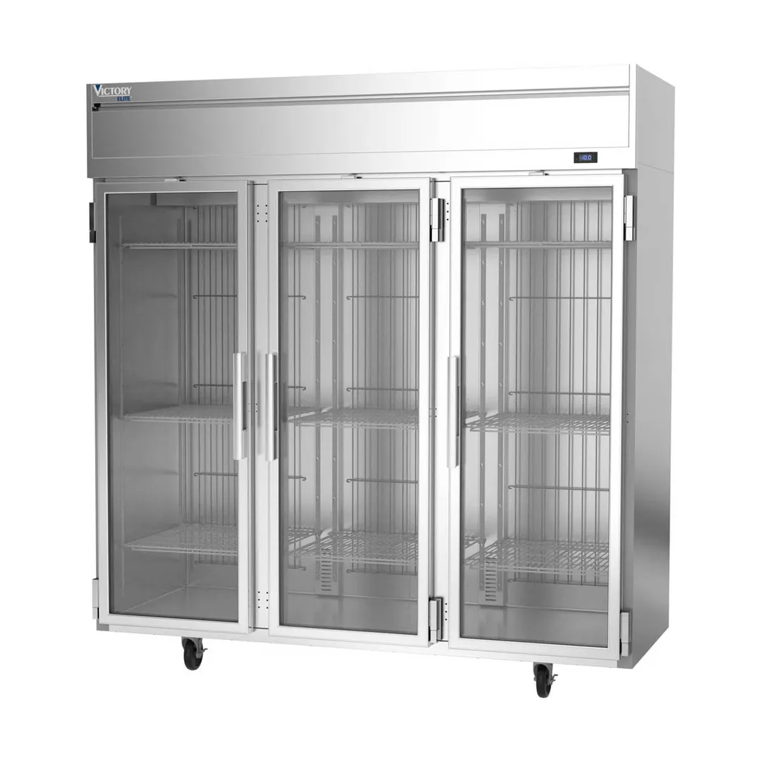 Victory VEFSA-3D-GD-HC 78" 3-Glass Door Reach-In Freezer, Top Mounted, 69 cu. ft., Stainless Steel Front