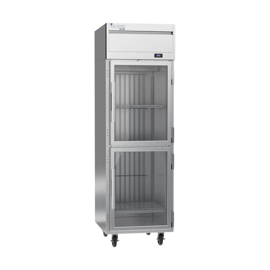 Victory VERSA-1D-HG-HC 26" 1-Section Reach-In Refrigerator w/ 2 Glass Half Doors, Aluminum Interior, 21.66 cu. ft.