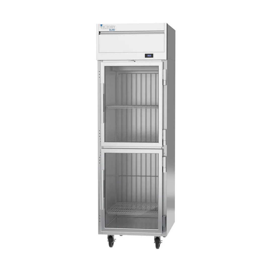 Victory VERSA-1D-HG-HC 26" 1-Section Reach-In Refrigerator w/ 2 Glass Half Doors, Aluminum Interior, 21.66 cu. ft.