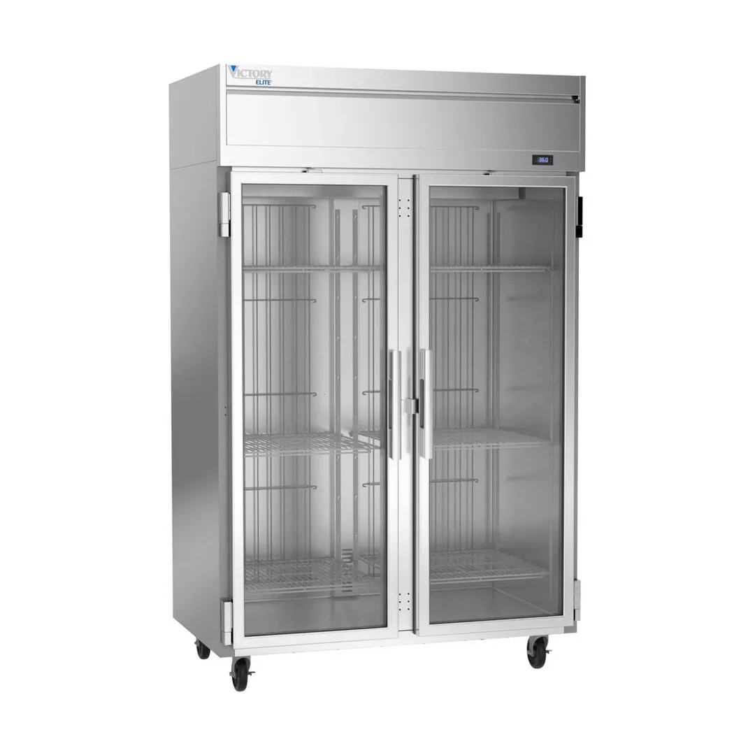 Victory VERSA-2D-GD-HC 52" 2-Section Reach-In Refrigerator w/ 2 Glass Full Doors, Aluminum Interior, 46.88 cu. ft.