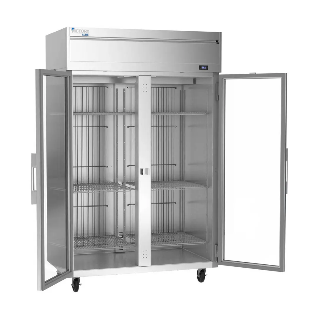 Victory VERSA-2D-GD-HC 52" 2-Section Reach-In Refrigerator w/ 2 Glass Full Doors, Aluminum Interior, 46.88 cu. ft.