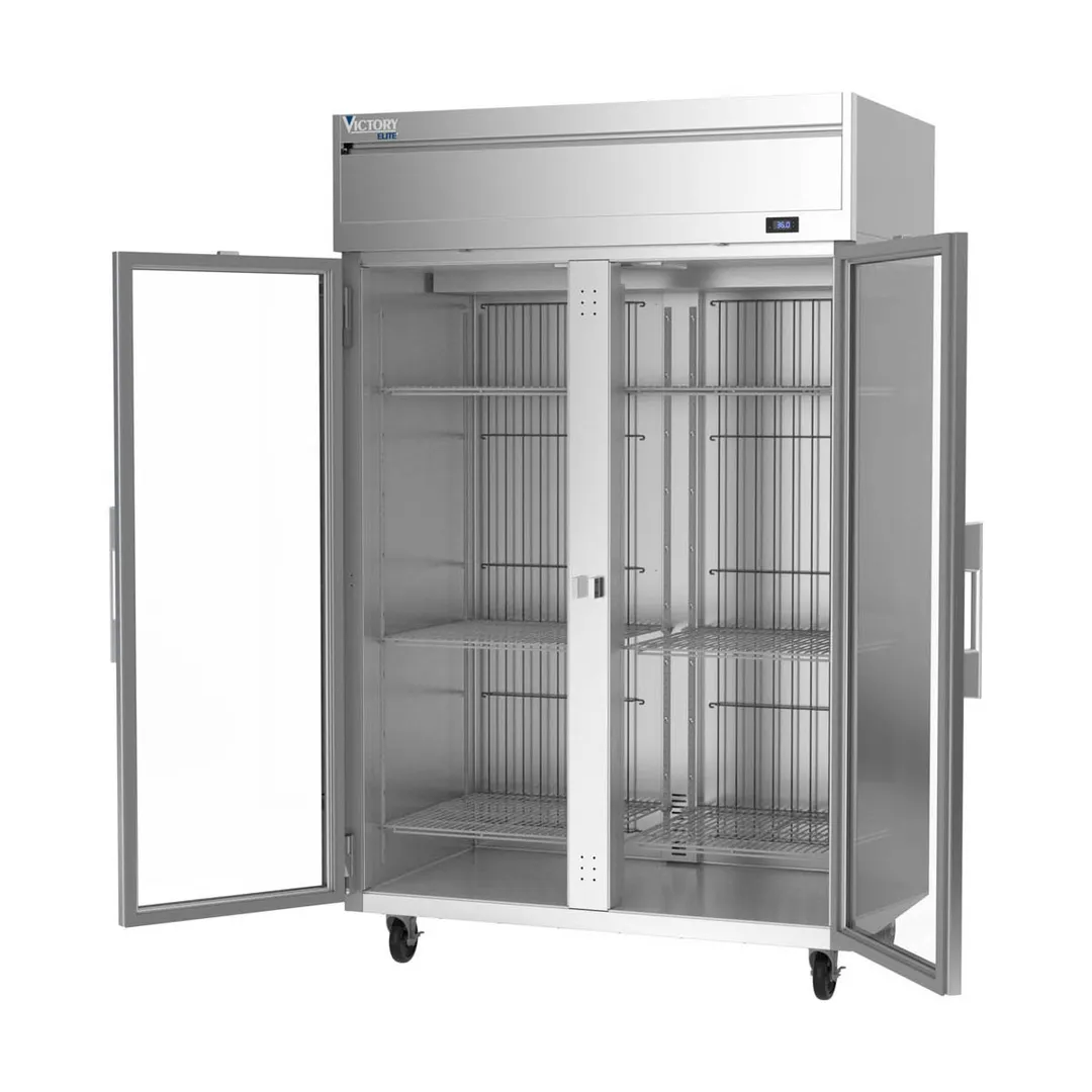 Victory VERSA-2D-GD-HC 52" 2-Section Reach-In Refrigerator w/ 2 Glass Full Doors, Aluminum Interior, 46.88 cu. ft.